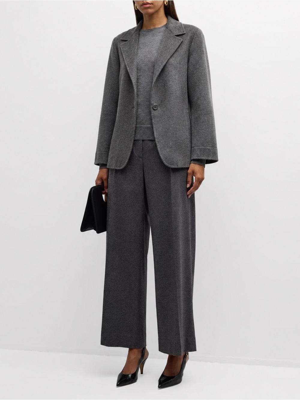 Neiman Marcus 100% Cashmere Knit Blazer Cardigan Gray Women Size L